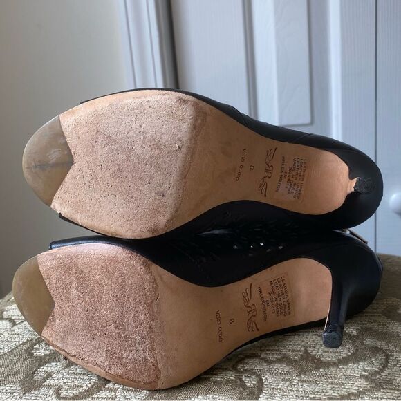 Rachel Roy Leather Laser Cut Peep Toe Ankle Bootie sz 8 - Picture 9 of 9